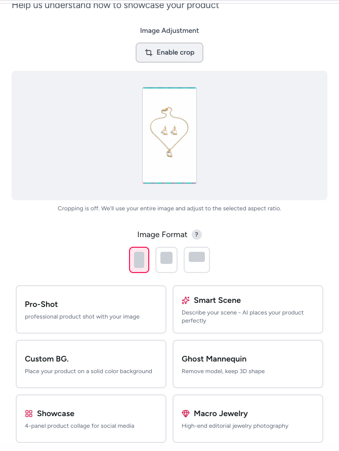 Upload jewelry image and select Macro option